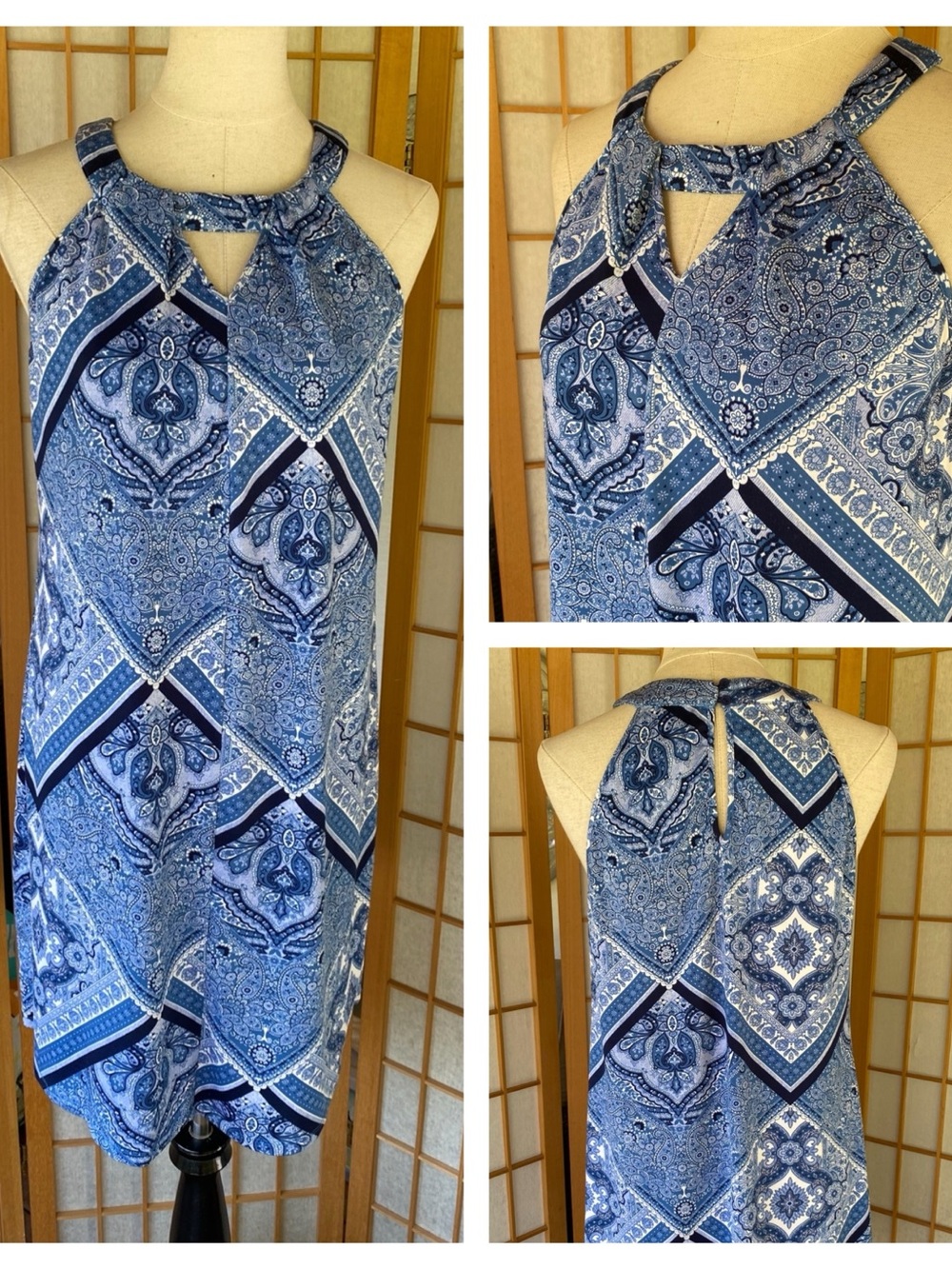 Skies Are Blue Halter Midi Dress  Bandana Print SZ L Summer.Resortwear Casual